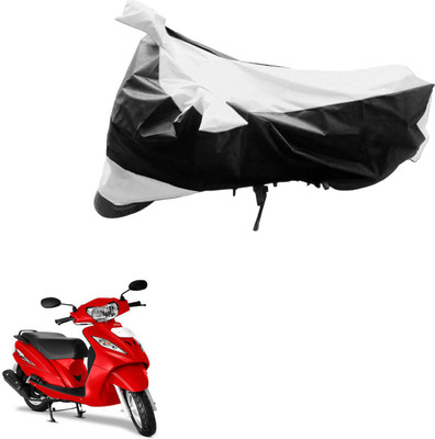 AK Art Two Wheeler Cover for TVS(Wego, Black, Silver)