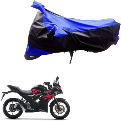 PRIMEAUTOZ Two Wheeler Cover for Suzuki(Gixxer SF, Black, Blue)