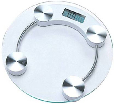 Navsatmbh Personal Body Weight Machine Digital Thick Round Transparent Glass (2003A) Weighing Scale(White)