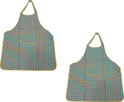 welhous Polyester Home Use Apron - Free Size(Green, Pack of 2)