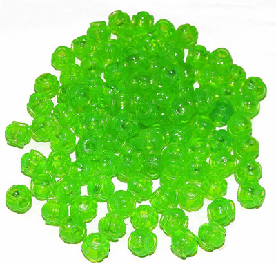 CHL ROAR LITE GREEN COLOUR MATKI SHAPED PLASTIC BEADS SET OF 150