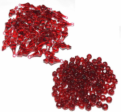 CHL ROAR RED COLOR PLASTIC BELLS/GADA WITH MATKI SHAPED BEADS100
