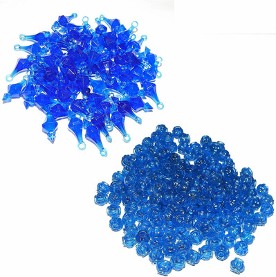CHL ROAR BLUE COLOR PLASTIC MATKI SHAPED BEADS SET OF 150