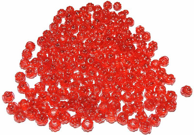 CHL ROAR RED COLOUR MATKI SHAPED PLASTIC BEADS SET OF 150