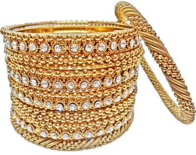 JSD Alloy Gold-plated Bangle Set(Pack of 17)