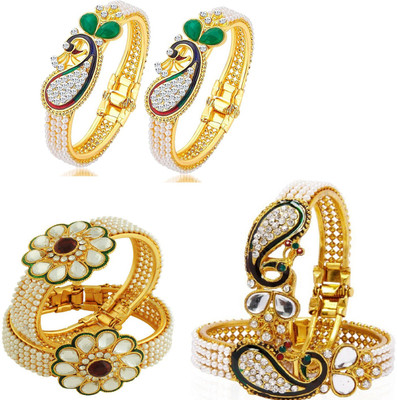 JSD Alloy Gold-plated Bangle Set(Pack of 6)