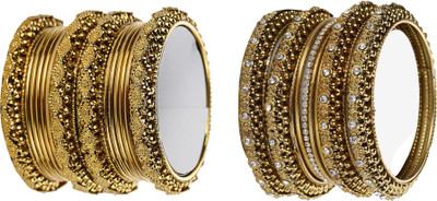 JSD Alloy Gold-plated Bangle Set(Pack of 10)