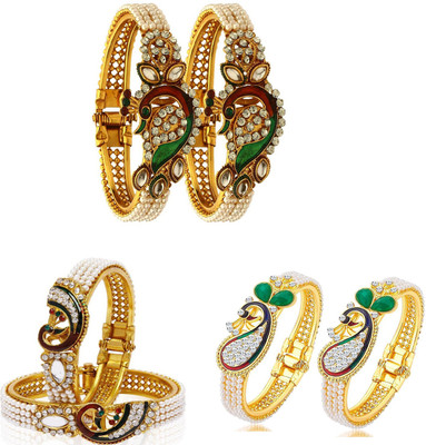 JSD Alloy Gold-plated Bangle Set(Pack of 6)