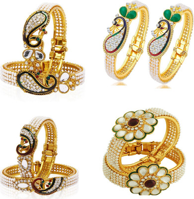 JSD Alloy Gold-plated Bangle Set(Pack of 8)