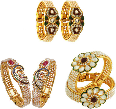 JSD Alloy Gold-plated Bangle Set(Pack of 6)