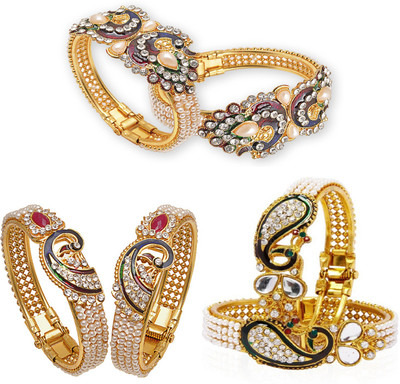 JSD Alloy Gold-plated Bangle Set(Pack of 6)