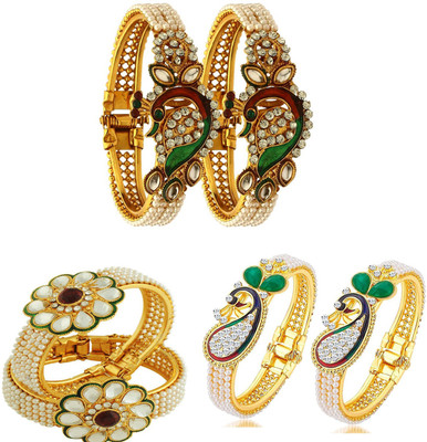 JSD Alloy Gold-plated Bangle Set(Pack of 6)