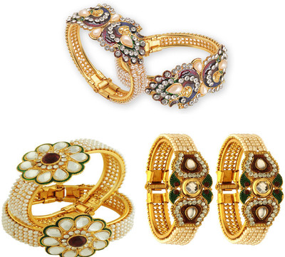 JSD Alloy Gold-plated Bangle Set(Pack of 6)