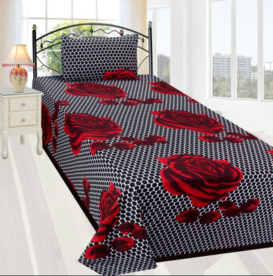R A F Z 140 TC Cotton Single Printed Flat Bedsheet(Pack of 1, Multicolor)
