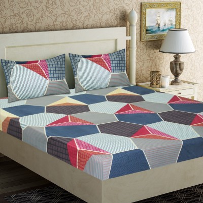 Home Candy 144 TC Microfiber Double Geometric Flat Bedsheet(Pack of 1, Multicolor)