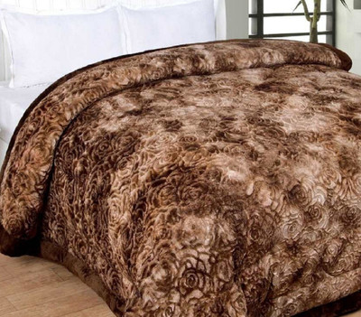 Homerica Self Design Double Quilt for  Heavy Winter(Woollen Blend, Brown)