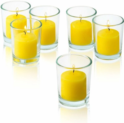 Ein Sof Scented Wax Candles for Home Decoration Pack of 6 Lemon Fragranced Candle(Yellow, Pack of 1)