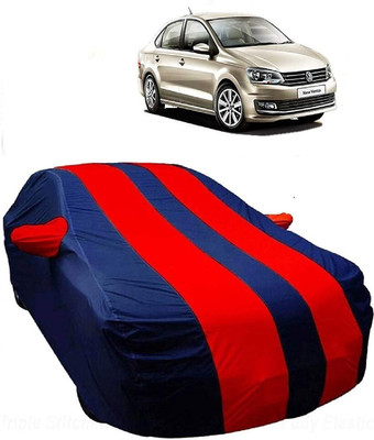 Kavach Car Cover For Volkswagen Vento (With Mirror Pockets)(Blue, Red)