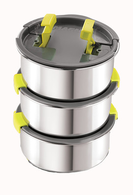Magnus Steel Grocery Container  - 250 ml(Pack of 3, Silver, Grey)