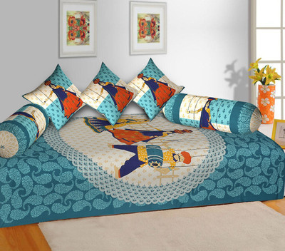 Shreejee Cotton Abstract Diwan Set(Multicolor)