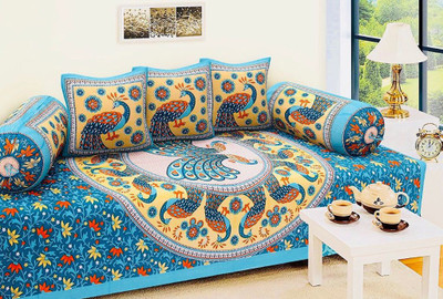 HOMIMPEX Cotton Abstract Diwan Set(Green)