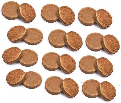 MARSHLAND Pure & Original Cow Dung Cake Organic Gobar Ka Upla / Kanda for Hawan, Pujan & Religious Purpose (Round, 5 Inches) (Pack of 24)