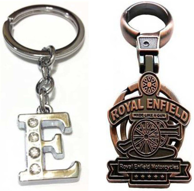 Rashi Traders Alphabet E Letter & Royal Enfield Motorcycle Key Chain