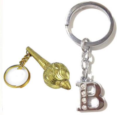Rashi Traders Alphabet B Letter & Hanuman Gada Key Chain