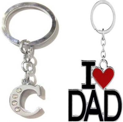 Rashi Traders Alphabet C Letter & I Love Dad Key Chain