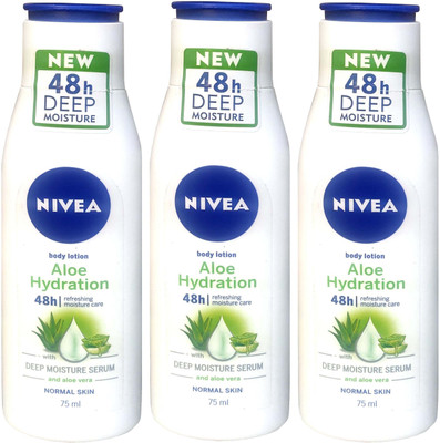 NIVEA Aloe Hydration with Deep Moisture Serum 48h Body Lotion 75ml *3(75 ml)