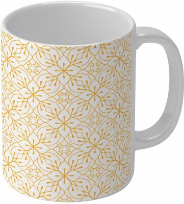 Shieldsmore Ceramic Flower Printed Coffee for Gift 325 ml White Ceramic Coffee Mug(325 ml)