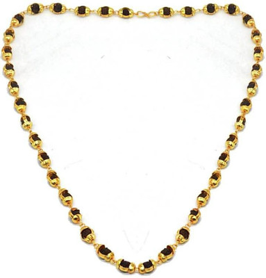 RUDRAKSH Mala with Gold Cup Wood Chain Gold-plated Plated Wood Chain
