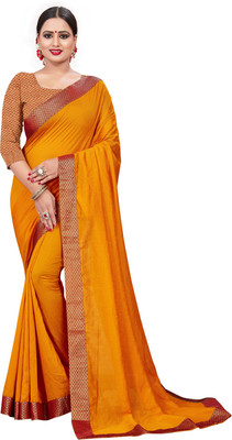 Laddeez Solid/Plain Bollywood Georgette, Chiffon Saree(Mustard)