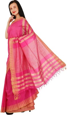 govind handloom Self Design, Striped Bhagalpuri Jacquard, Art Silk Saree(Pink)