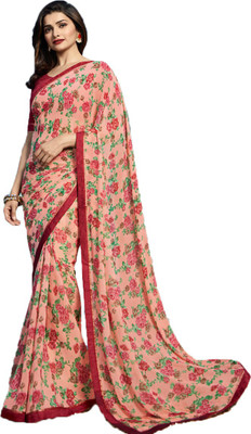 JVG CREATION Printed, Solid/Plain Bollywood Lace, Georgette Saree(Orange)