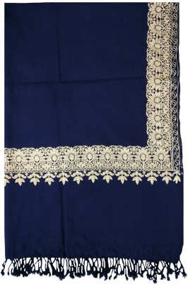 Kashmiri Wool Embroidered Women Shawl(Dark Blue)