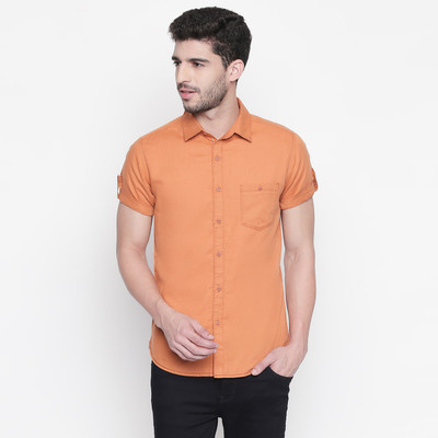 mufti-men-solid-casual-orange-shirt-1