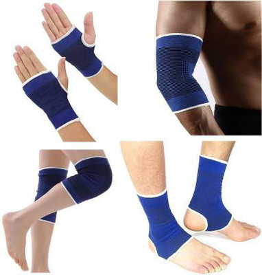 vien Combo of knee Support, Palm Support, Elbow Support, Ankle Support (Blue) Knee Support(Blue)