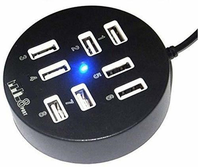 spincart 8 Port USB 2.0 HUB, High Speed Data Transfer with Control Switch and 1.2 m Long Cable for PC Desktop Laptop 8 Port USB HUB USB Hub(Black)