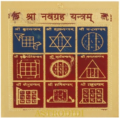 Astrodidi Shri Navgreh Yantra (Small Pocket Yantra) Plated Yantra(Pack of 1)