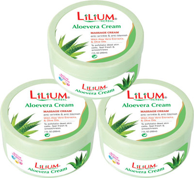 LILIUM Aloe Vera Cream 200ml Pack of 3(200 ml)