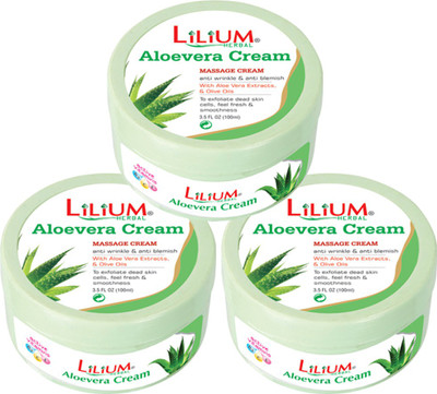 LILIUM Aloe Vera Massage Cream 100ml Pack of 3(100 ml)