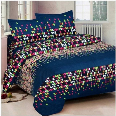 Gangoliya 3D 140 TC Microfiber Double Printed Fitted & Flat Bedsheet(Pack of 1, Multicolor)
