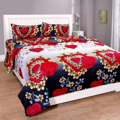 MS NAKHRO 104 TC Polycotton Double 3D Printed Flat Bedsheet(Pack of 1, Multicolor)