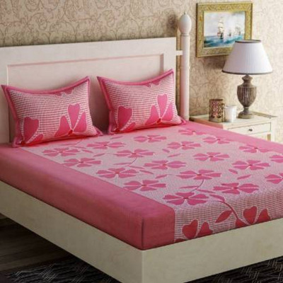 Gangoliya 3D 135 TC Microfiber Double 3D Printed Flat Bedsheet(Pack of 1, Multicolor)