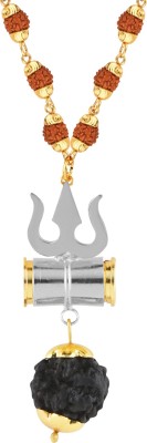 SILVER SHINE SILVER SHINE Gold Plated Silver Trishul Locket with Rudraksha Mala for Men and Women Gold-plated Plated Alloy Chain