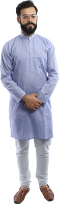 LDHSATI Men Solid Straight Kurta(Light Blue)