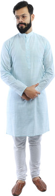LDHSATI Men Solid Straight Kurta(Blue)