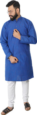 Dymano Men Self Design Ethnic Dress Kurta(Blue)