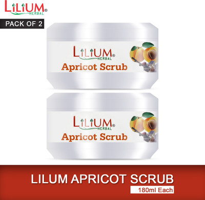 LILIUM Apricot Scrub with Apricot Kernel Oil and Almond Oil 180ml Pack of 2 Scrub(360 ml)